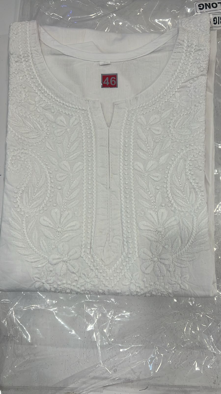 Wonderful White Color Cotton With Embroidery Work Kurti For Women
