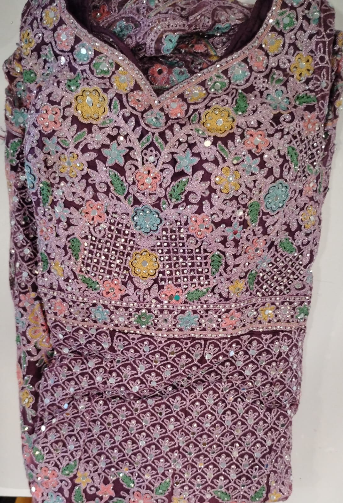 Elegant Purple Color Georgette With Embroidery And Sequins  Work Anarkali Gown