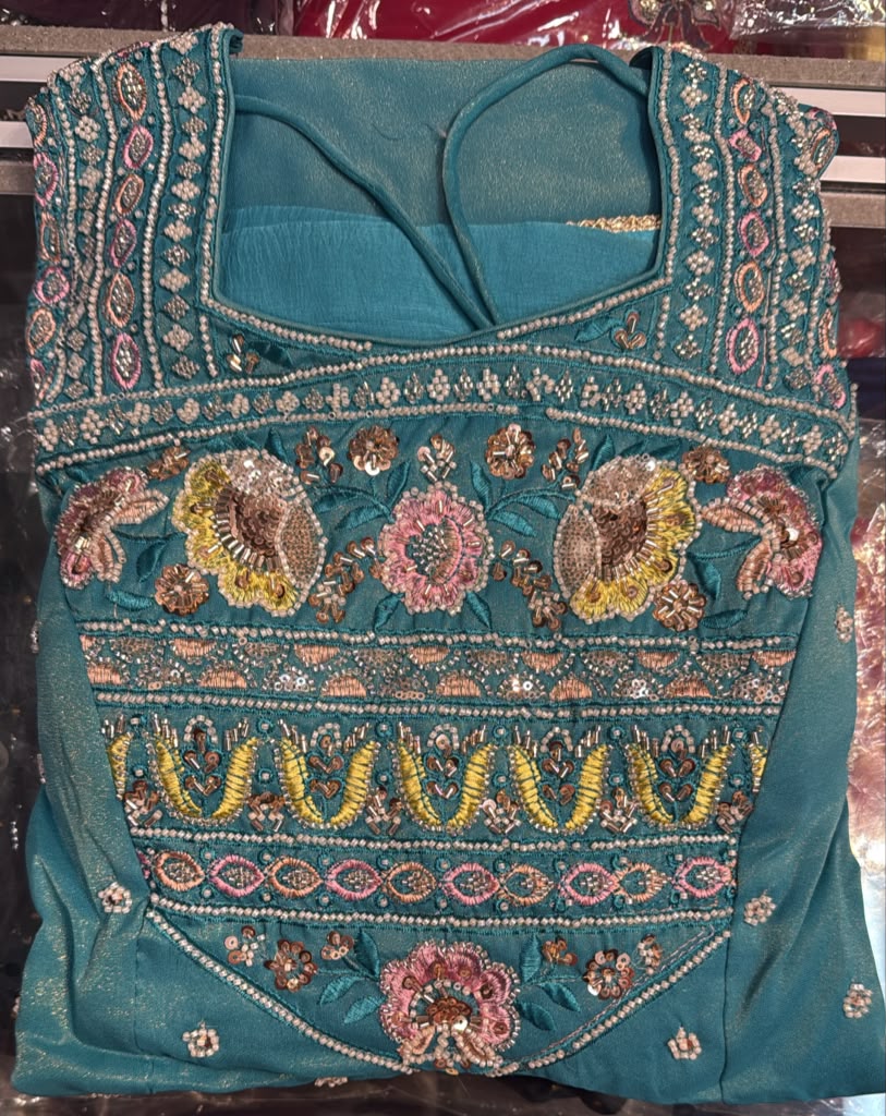 Amazing Teal Green Color Silk With Embroidery Work Sharara Suits With Dupatta For Women