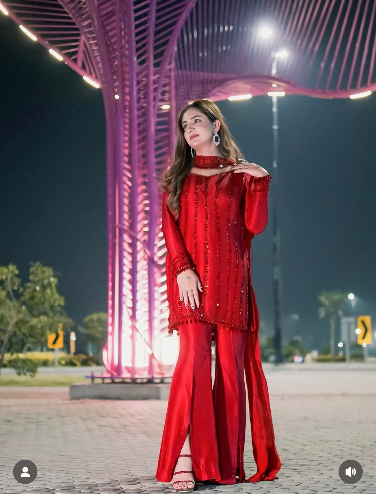 Red Color Rangoli Silk And Palazzo Suit Embroidery Work And Matching Dupatta In USA