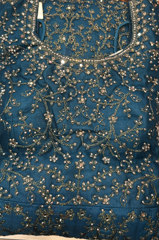 Stunning Teal Blue Color Georgette With Embroidery And Sequins Work Anarkali Gown For Women