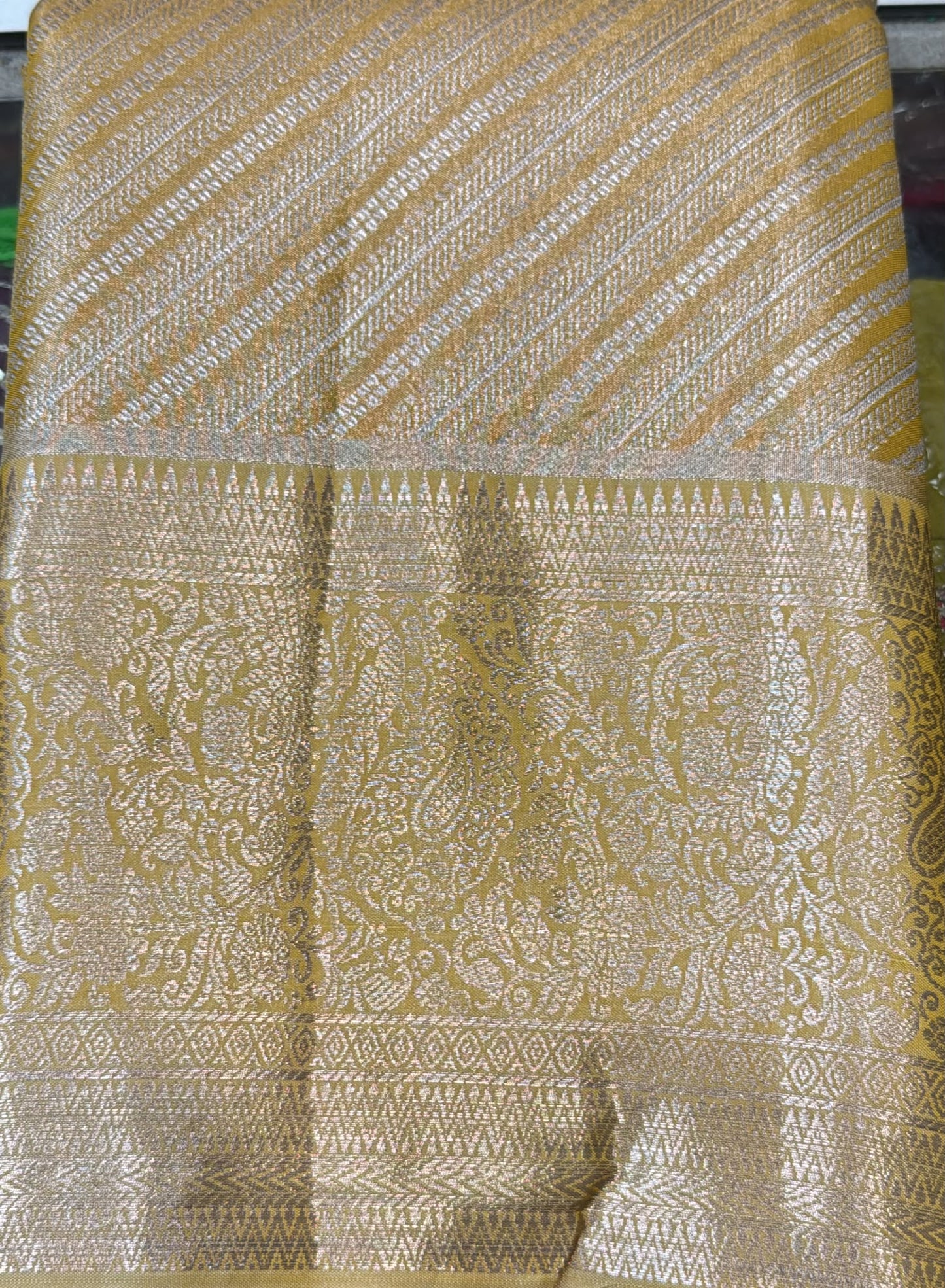 Attractive Gold Color Banarasi Silk Saree With Rich Zari Work For Women