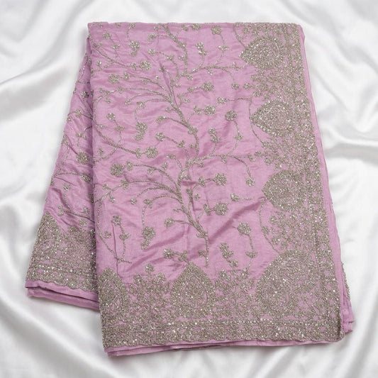 Elegant Pink Color Silk Saree With Zari Embroidery With Sequins Work Design For Women Women