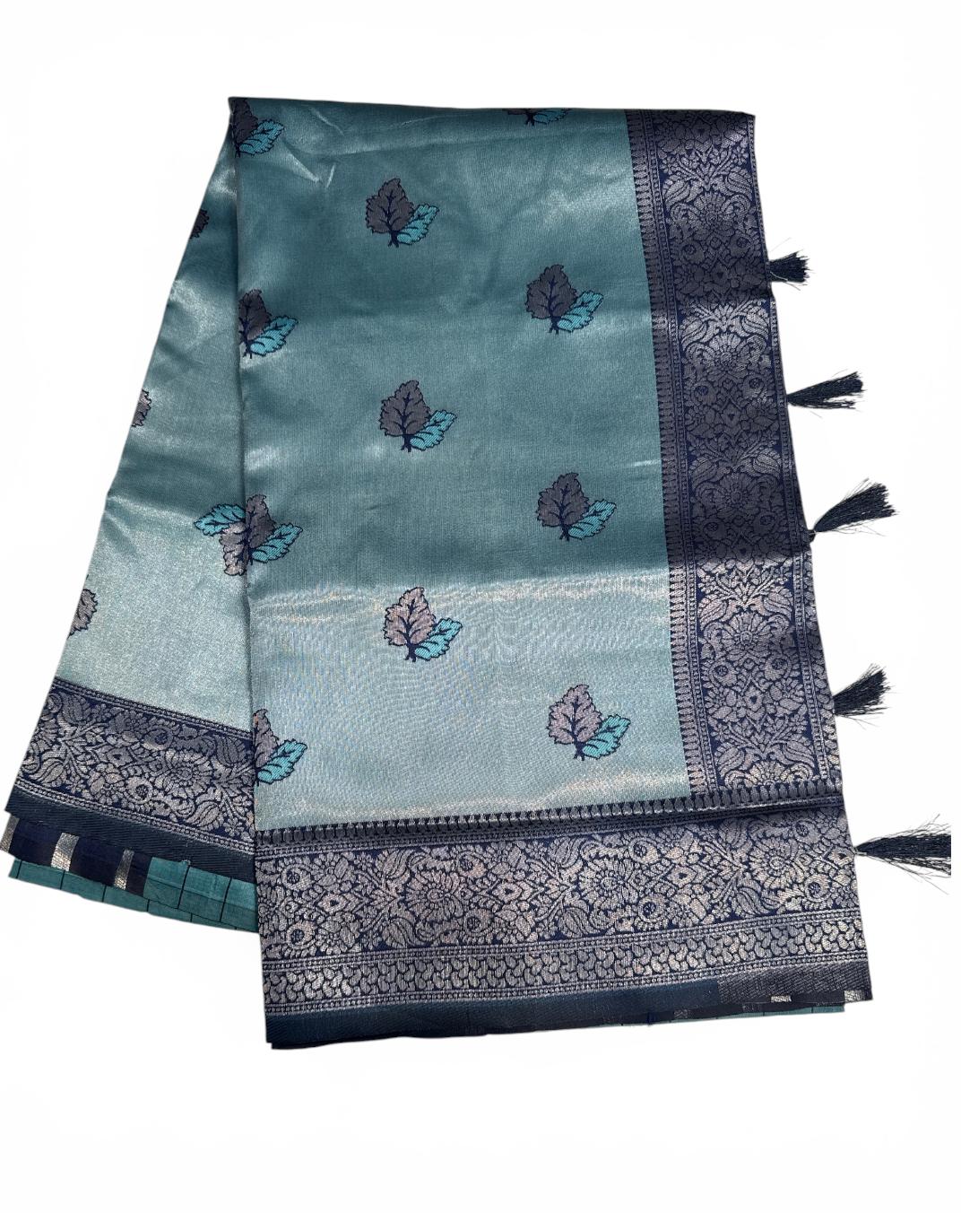 Charming Blue Color Art Silk Saree With Zari Work For Women