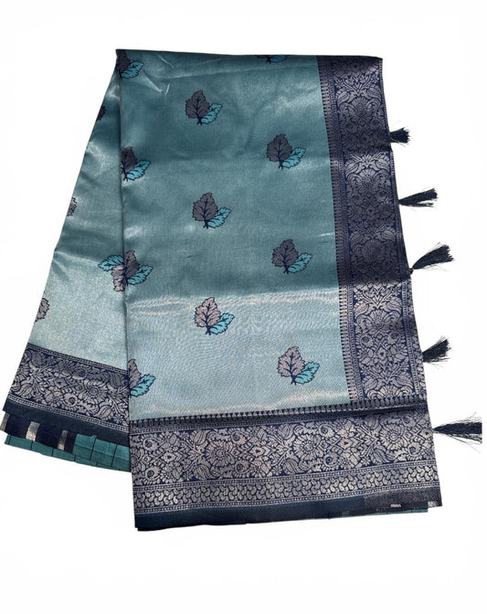 Charming Blue Color Art Silk Saree With Zari Work For Women