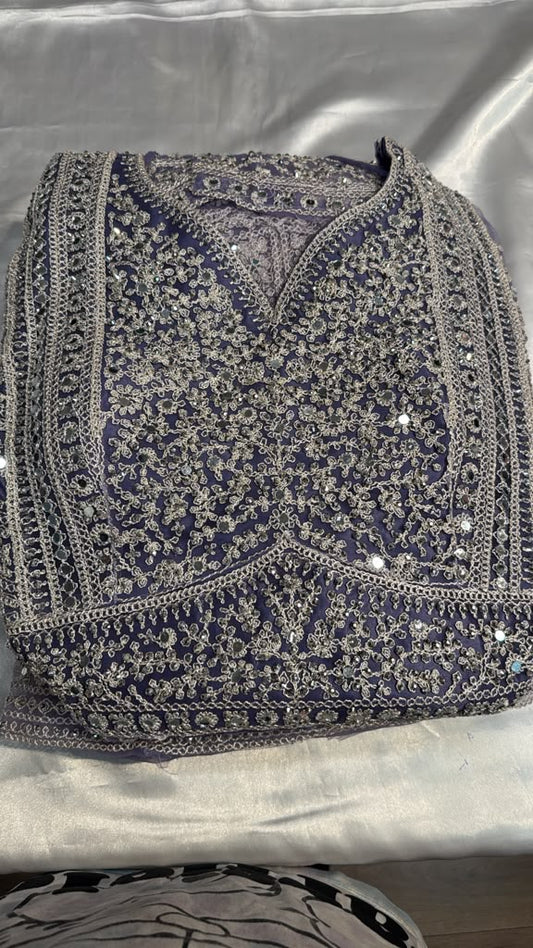 Marvelous Light Lavender Color Georgette With Embroidery And Sequins Work Lehenga For Women
