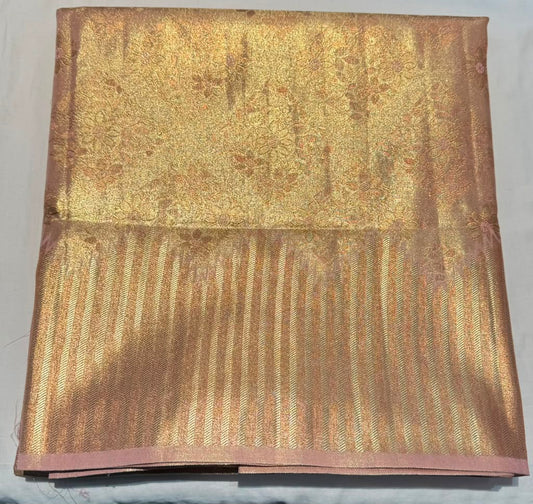 Stunning Peach and Gold Color Art Silk With Zari Work For Women