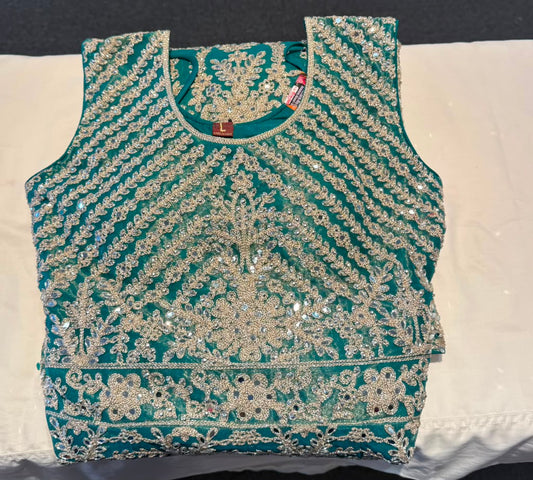 Elegant Teal Green Color Georgette With Embroidery And Mirror Work Anarkali Gown For Women