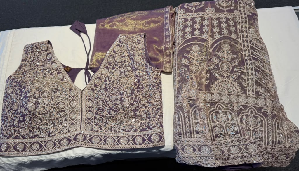 Amazing Purple Color Net With Embroidery And Mirror Work Lehenga For Women