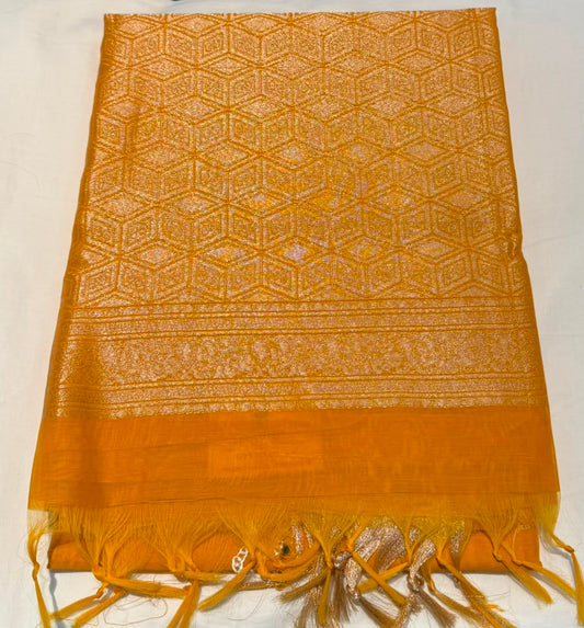 Fantastic Yellow Color Art Silk Saree With Zari Work For Women