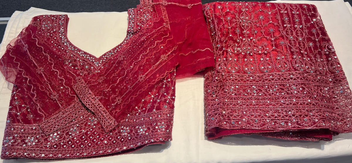Attractive Maroon Color Net With Embroidery And Sequins Work Lehenga Choli With Dupatta For Women