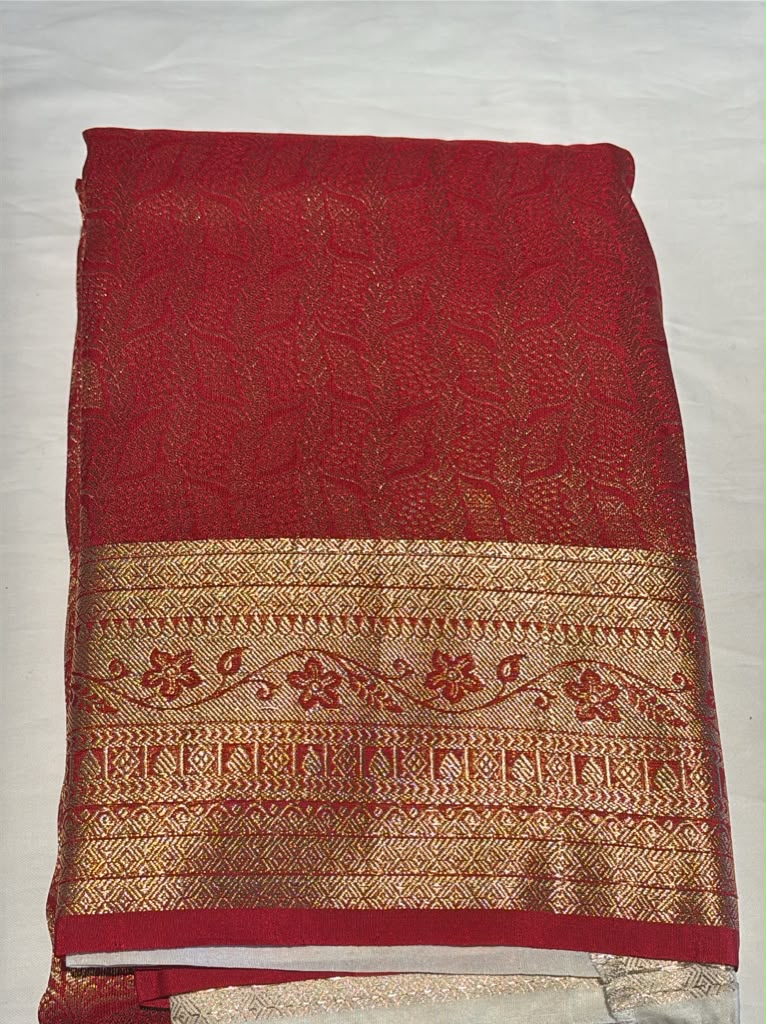 Wonderful Red Color Art Silk Saree With Zari Work Border For Women