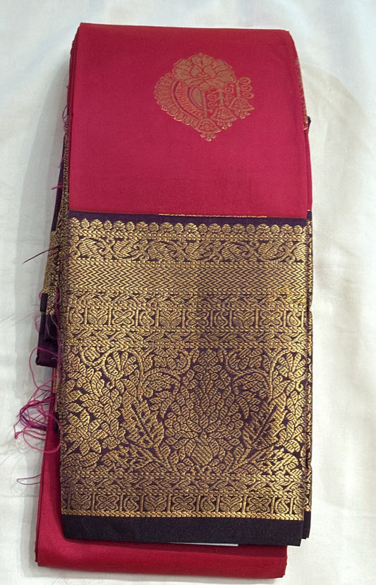 Amazing Pink Color Art Silk Saree With Purple Color Zari Work Border For Women