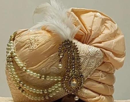 Stone And Beads Work Men's Wedding Turban Near Me
