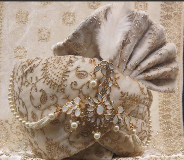 Sequins And Beads Work Wedding Turban Near Me