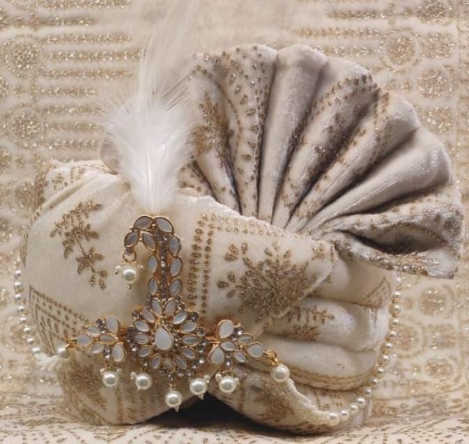 Beautiful Cream Color Wedding Turban Near Me