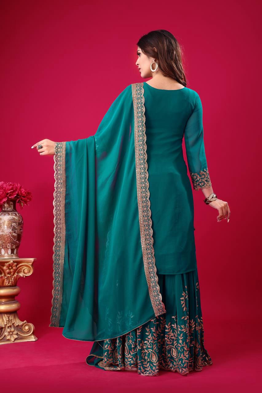 Sharara Suit With Heavy Embroidery Sequins Thread Work For Women Near Me