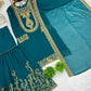 Beautiful Teal Blue Color Faux Georgette Sharara Suit With Heavy Embroidery Sequins Thread Work For Women