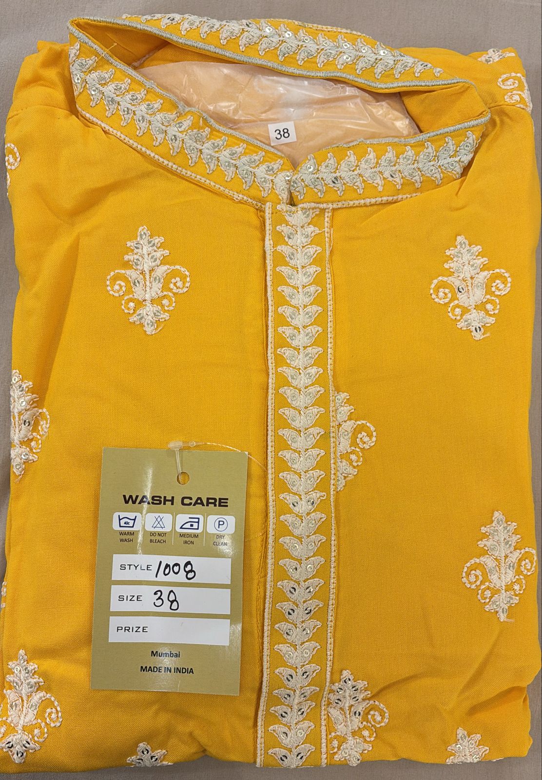 Elegant Yellow Color Embroidery Work Men kurta Suits For Men