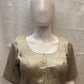 Cream Colored Elbow Sleeves Round Neck Readymade Blouse In USA