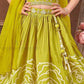 Parrot Green Color Embroidery Work Choli Sets In Mesa