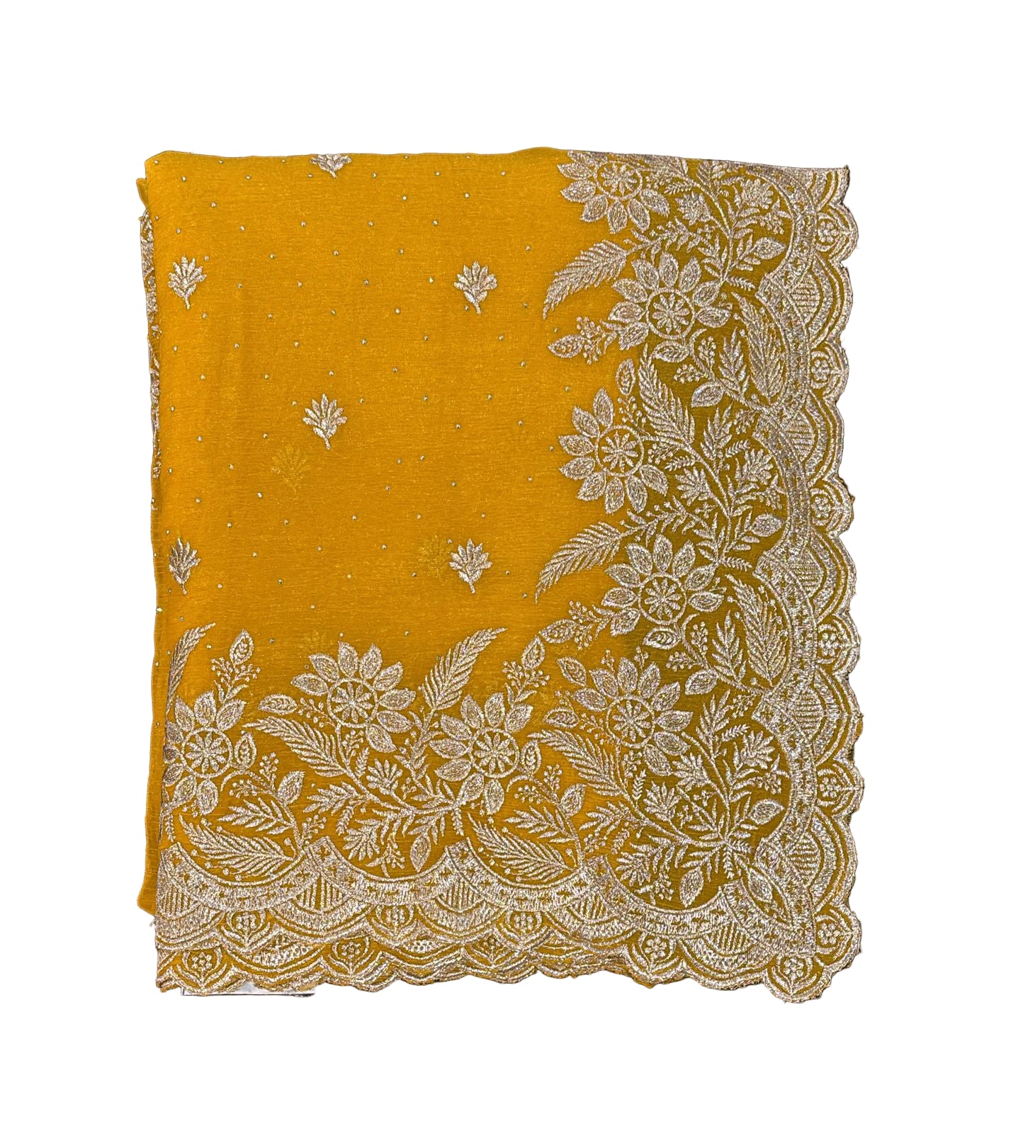 Charming Yellow Color Crush Georgette Embroidered Work Fancy Saree - PREMIUM QUALITY