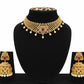 Beautiful Dark Pink And White Color Stones Gold Plated Choker With Earrings