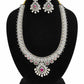 Attractive Pink Stoned Designer Long Beaded Necklace With Earrings