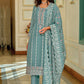 Gorgeous Teal Blue Colored Embroidery Salwar Suits With Dupatta For Women