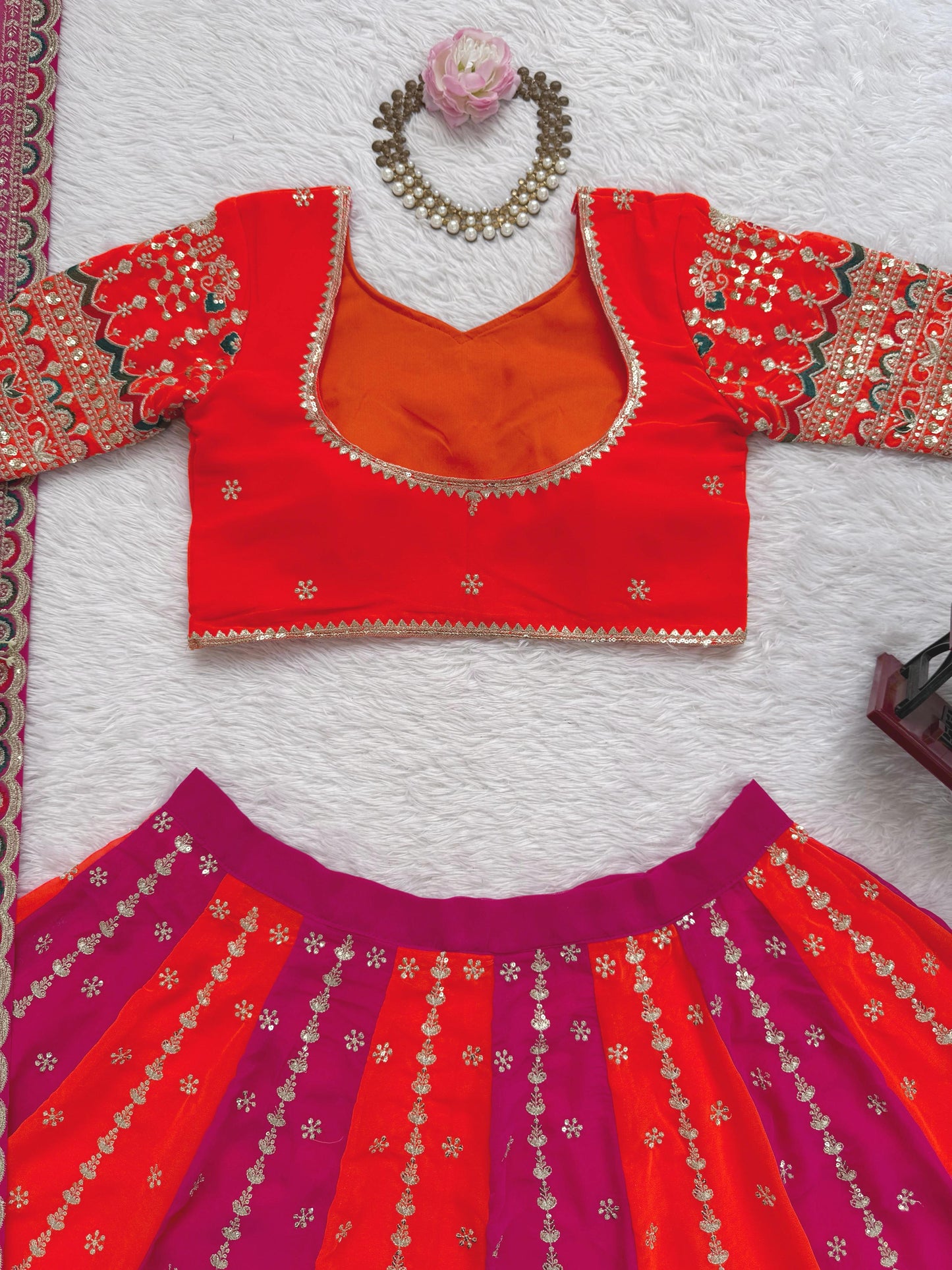 Orange Color Lehenga With Thread And Sequins Work For Women In Yuma