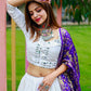 White Color Cotton Lehenga Set With Purple Color Dupatta Near Me