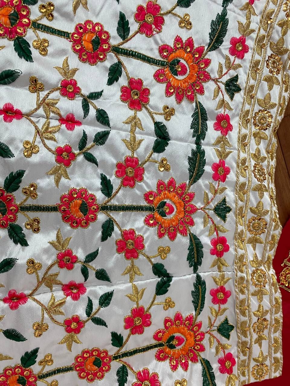 Charming Maroon Colored Malay Satin Embroidered Lehenga Choli With Fancy Dupatta In Yuma