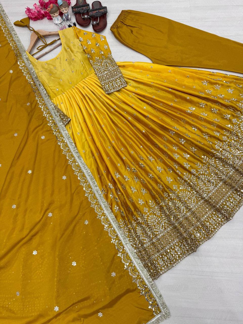 Chinon Silk Kurti Suit With Embroidery Work In Prescott