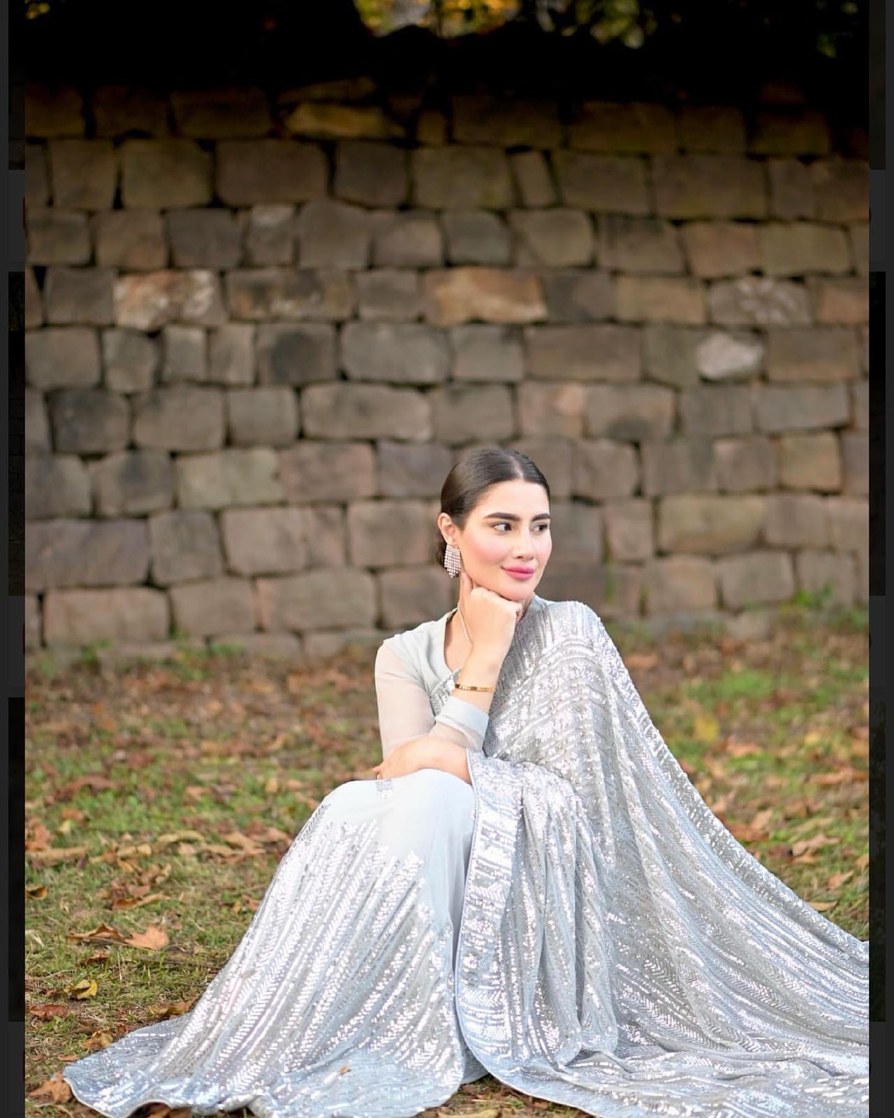 Attractive Silver Colored Soft Sequins Saree In USA