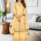 Dazzling Yellow Colored Heavy Chinon Embroidery Work Palazzo Suits With Dupatta