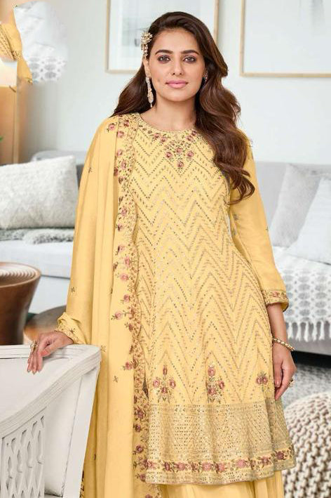 Embroidery Work Palazzo Suits With Dupatta Near Me