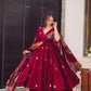 Gorgeous Maroon Color Chinon Embroidery And Sequins Work Anarkali Suits With Dupatta