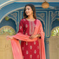 Embroidery Work Red Colored Kurti With Dupatta Sets Near Me
