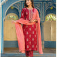 Gorgeous Rayon With Gold Fancy Printed Embroidery Work Red Colored Kurti With Dupatta Sets