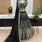 Beautiful Black Color Heavy Embroidery Sequins Work Lehenga Choli For Women