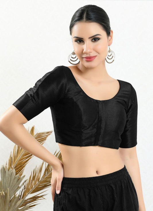 Gorgeous Black Colored Art Silk Plain Blouse For Women