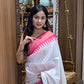 Alluring off White Color Chanderi Fancy Silk Saree With Tempal Print And Weave Border