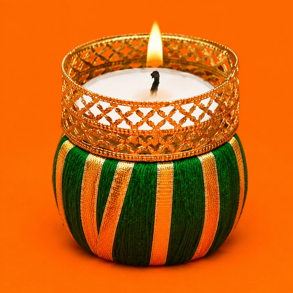 Traditional Decorative Green Color Diya Candle Holders