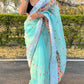 Gorgeous Sky Blue Colored Soft Organza Silk Designer Viscose Border Sarees For Women