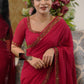 Red Color Ready To Wear One Minute  Georgette Embroidery Gown Saree Near Me