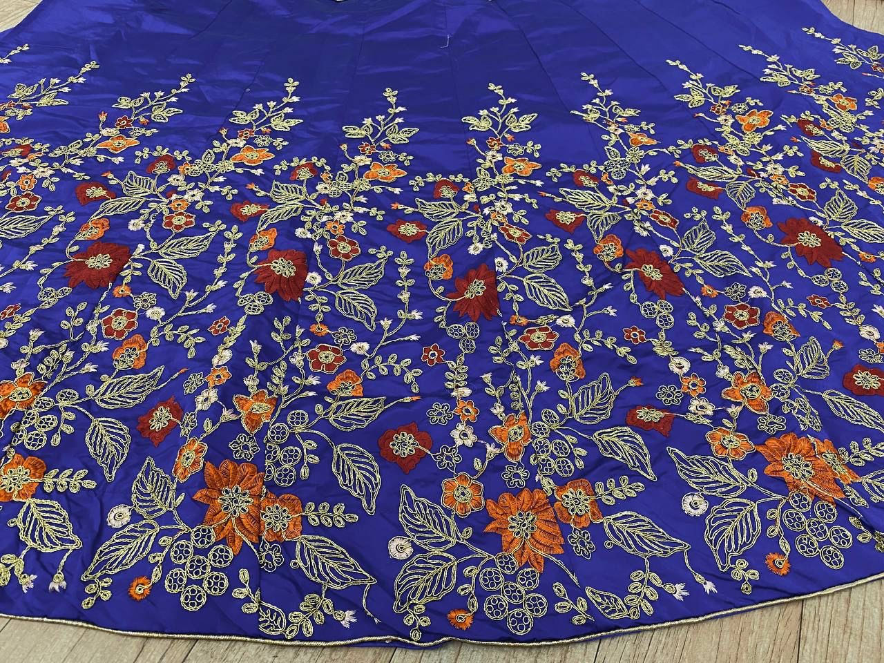 Charming Blue Color Satin Silk Zari Embroidery Work Lehenga Choli For Women In USA