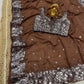 Attractive Brown Colored Elite Party Wear Sequins Work Soft Georgette Saree