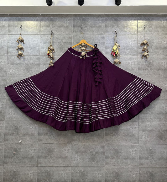 Alluring Purple Color Rayon Cotton With Lace Work Chaniya Lehenga For Women