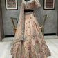 Fancy Floral Heavy Embroidered Peach Color Malay Satin Lehenga For Women