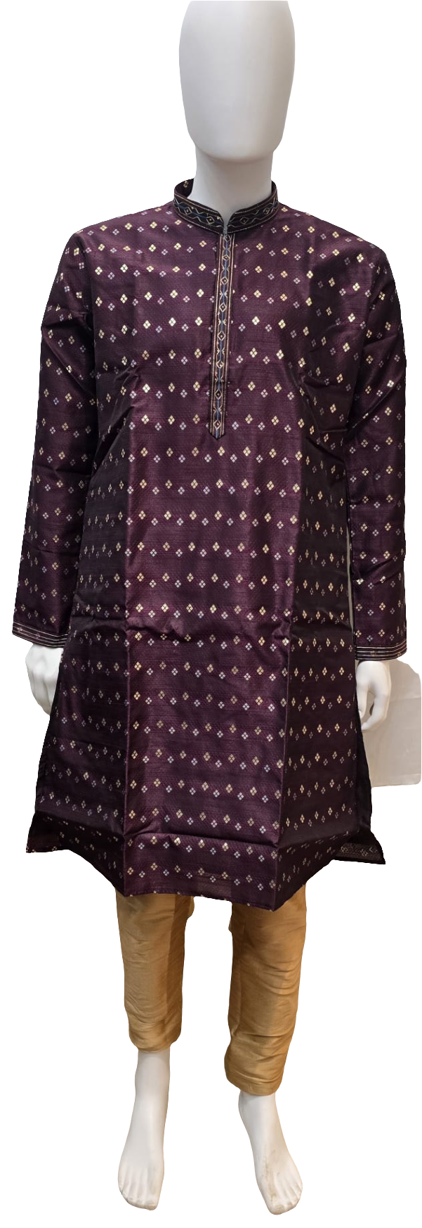 Marvelous Purple Color Cotton Silk Kurta With Pajama For Men